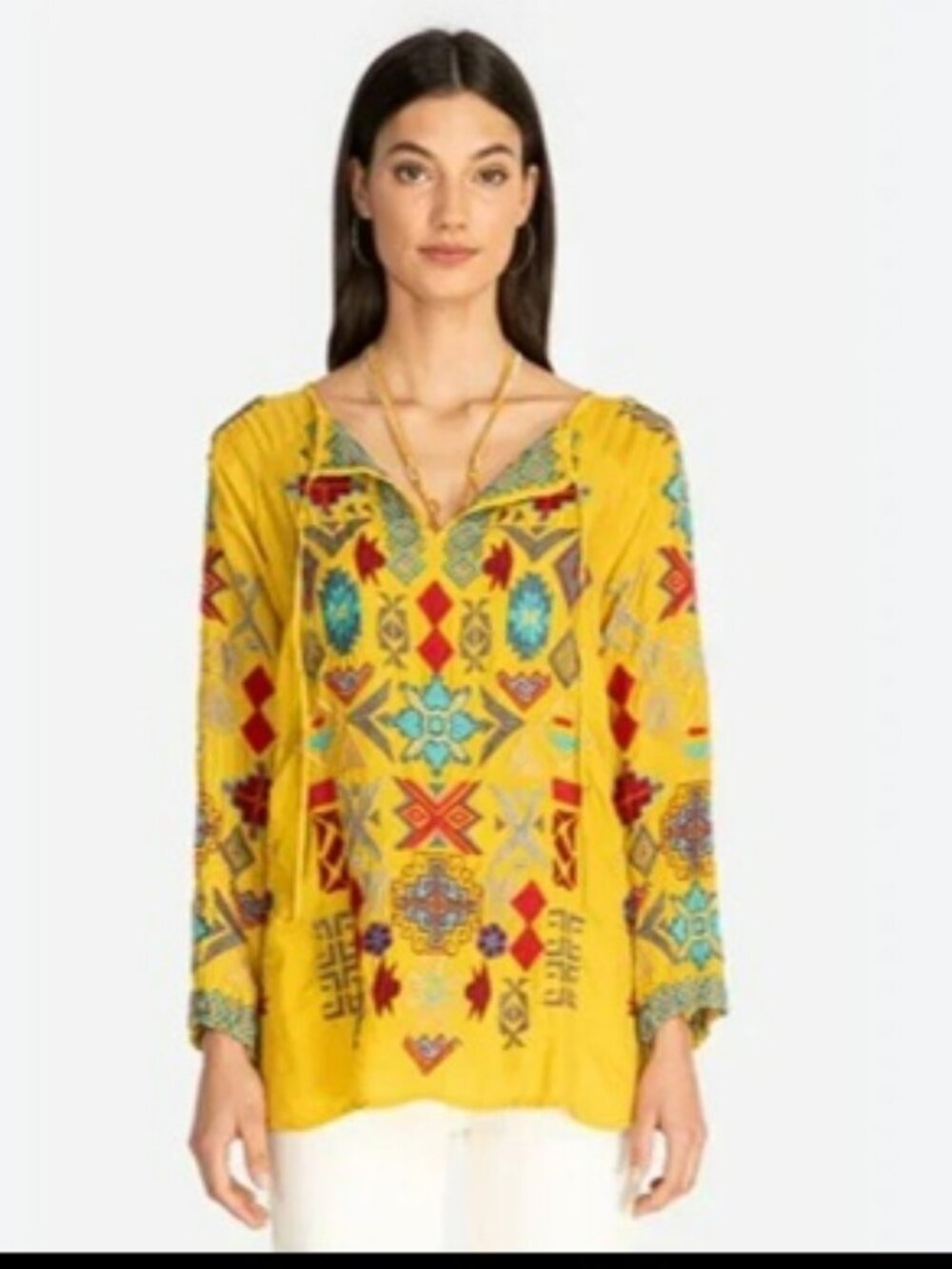 Johnny Was Yellow Marigold Ziggy Cupra Tunic Blose Sz S